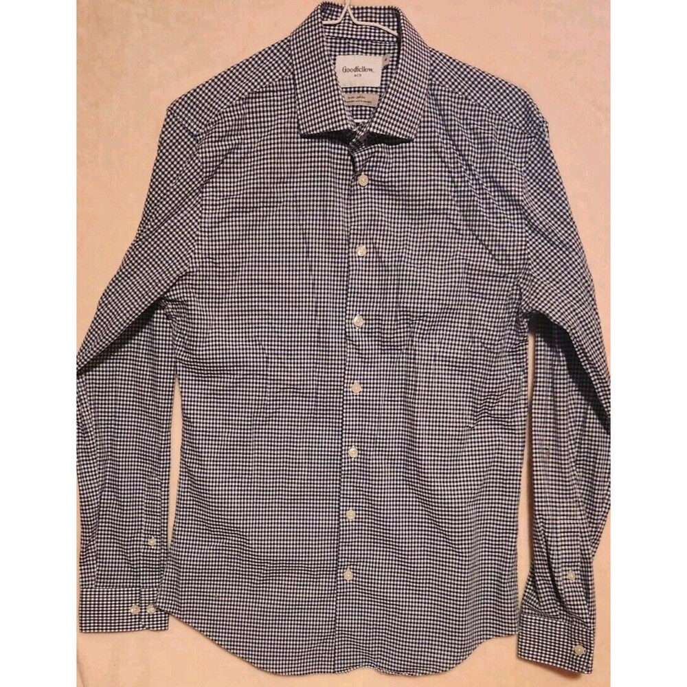 Goodfellow Mens Medium Slim Blue Checkered Long Sleeve Button Up Shirt